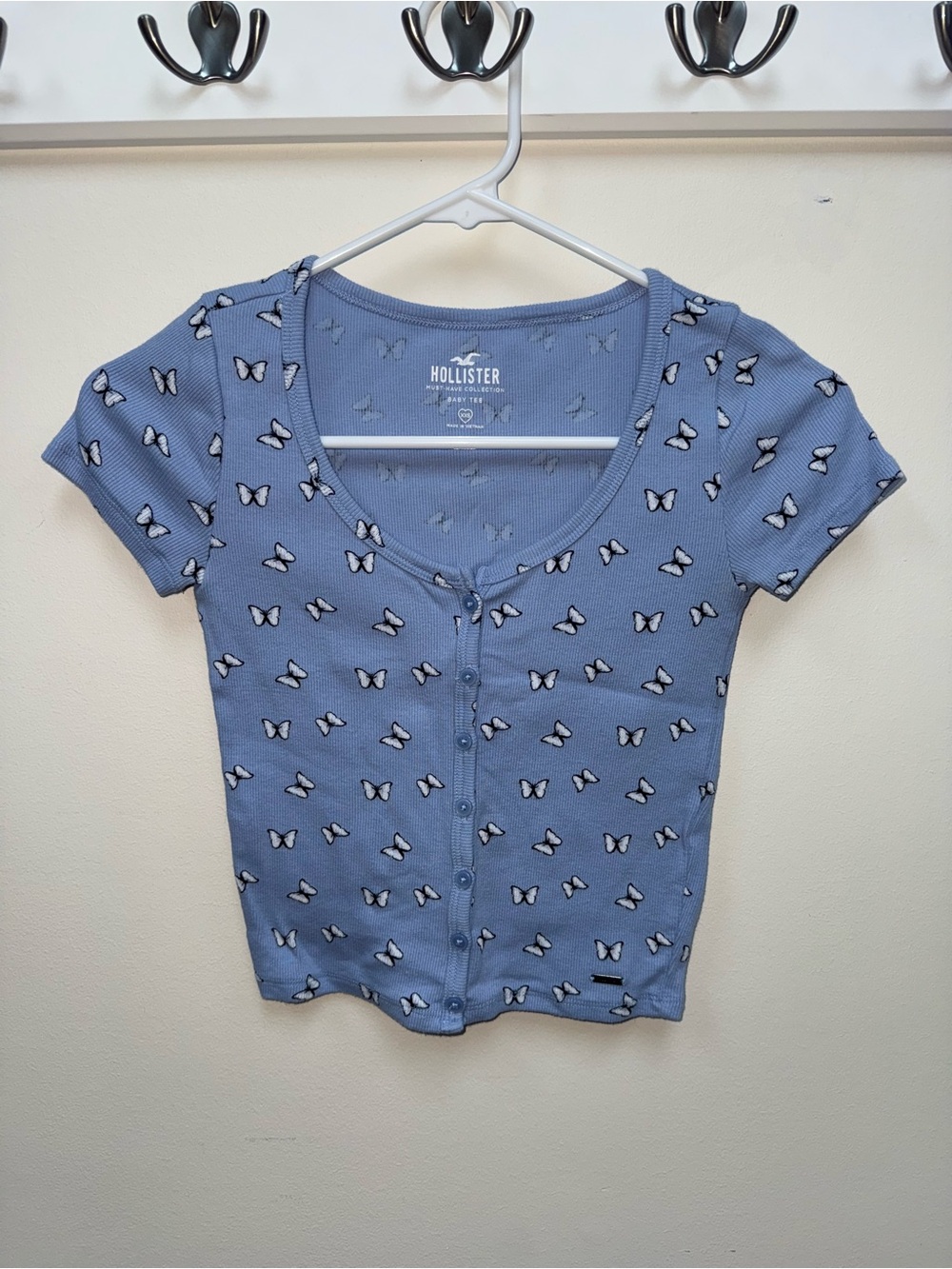 Hollister Blue Butterfly Crop Top